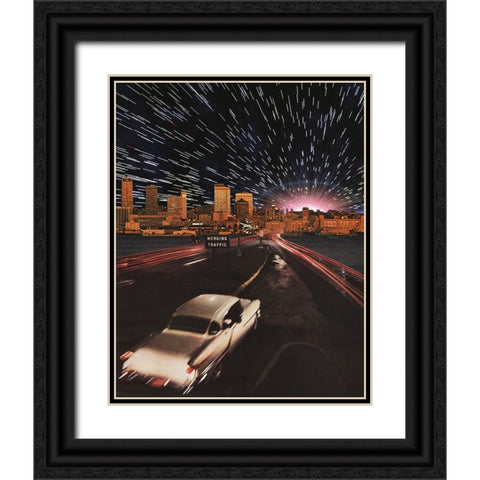 Merging Traffic Black Ornate Wood Framed Art Print with Double Matting by Wonder, Howie
