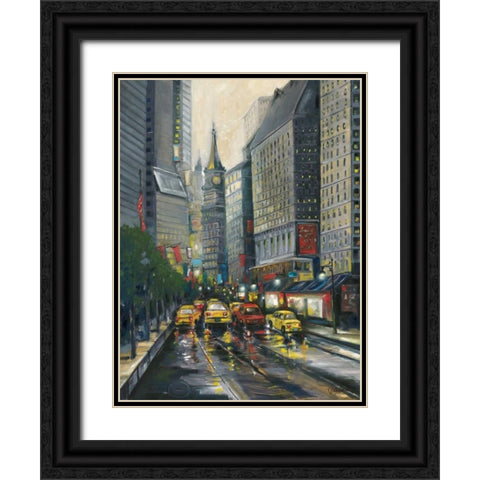 City Street I Black Ornate Wood Framed Art Print with Double Matting by Adams, J.