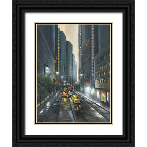 City Street II Black Ornate Wood Framed Art Print with Double Matting by Adams, J.
