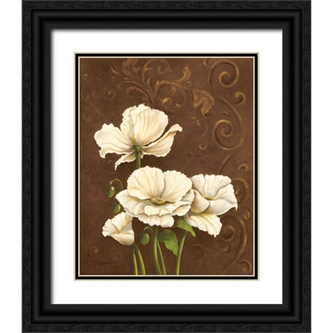 Moonlight Poppies I Black Ornate Wood Framed Art Print with Double Matting by Adams, J.