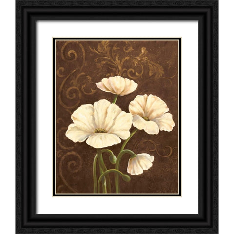 Moonlight Poppies II Black Ornate Wood Framed Art Print with Double Matting by Adams, J.