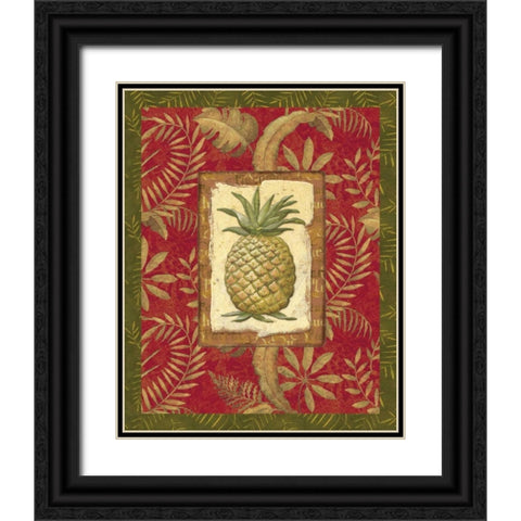 Exotica Pineapple Black Ornate Wood Framed Art Print with Double Matting by Audrey, Charlene