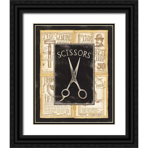 Grooming Scissors Black Ornate Wood Framed Art Print with Double Matting by Audrey, Charlene