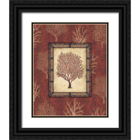 Red Coral I Black Ornate Wood Framed Art Print with Double Matting by Audrey, Charlene