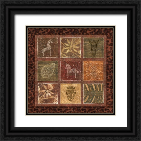 Tribal Collage I Black Ornate Wood Framed Art Print with Double Matting by Audrey, Charlene