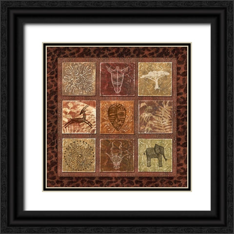 Tribal Collage II Black Ornate Wood Framed Art Print with Double Matting by Audrey, Charlene