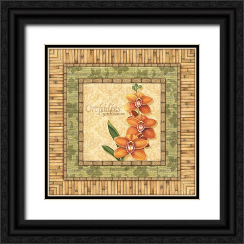 Bright Orchids II Black Ornate Wood Framed Art Print with Double Matting by Audrey, Charlene