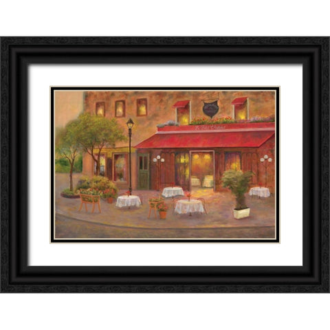 Dining in Paris II Black Ornate Wood Framed Art Print with Double Matting by Bailey, Carol