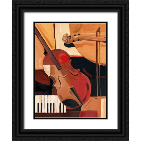 Abstract Violin Black Ornate Wood Framed Art Print with Double Matting by Brent, Paul