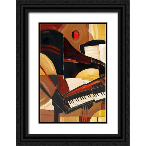 Abstract Piano Black Ornate Wood Framed Art Print with Double Matting by Brent, Paul