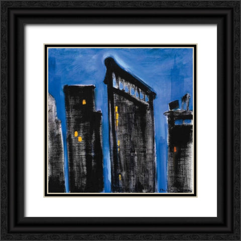 Blue Cityscape Black Ornate Wood Framed Art Print with Double Matting by Brent, Paul