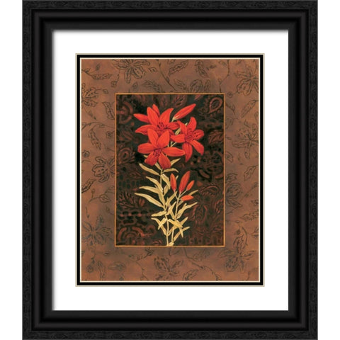 Damask Lily Black Ornate Wood Framed Art Print with Double Matting by Brent, Paul