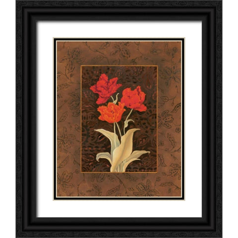 Damask Tulip Black Ornate Wood Framed Art Print with Double Matting by Brent, Paul
