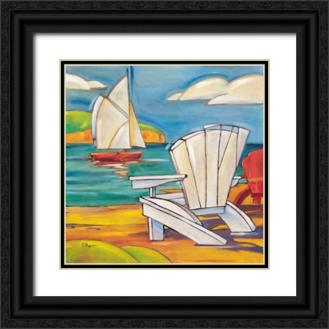 Adirondack Chair Black Ornate Wood Framed Art Print with Double Matting by Brent, Paul