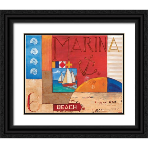 Portofino Collage II Black Ornate Wood Framed Art Print with Double Matting by Brent, Paul