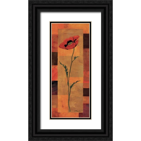 Goa Poppy Panel II Black Ornate Wood Framed Art Print with Double Matting by Brent, Paul