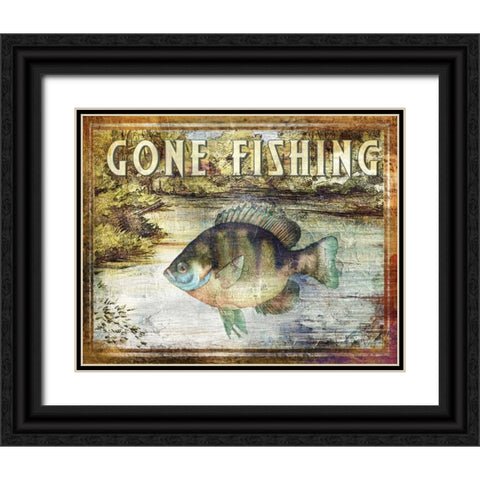 Gone Fishing Black Ornate Wood Framed Art Print with Double Matting by Brent, Paul