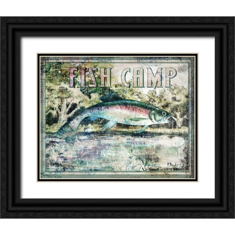 Fish Camp Black Ornate Wood Framed Art Print with Double Matting by Brent, Paul
