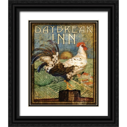 Rooster Sign I Black Ornate Wood Framed Art Print with Double Matting by Brent, Paul