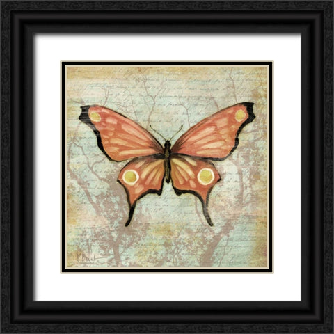 Vintage Butterflies I Black Ornate Wood Framed Art Print with Double Matting by Brent, Paul