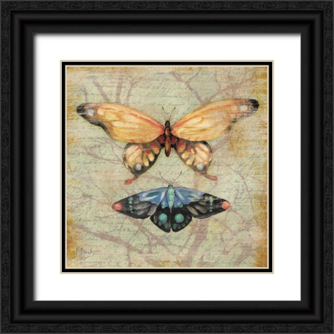 Vintage Butterflies II Black Ornate Wood Framed Art Print with Double Matting by Brent, Paul