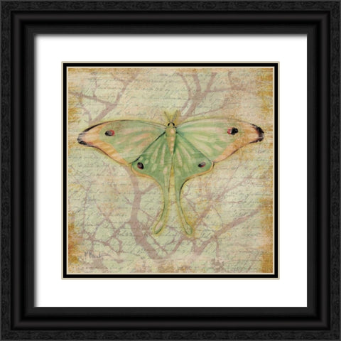 Vintage Butterflies III Black Ornate Wood Framed Art Print with Double Matting by Brent, Paul