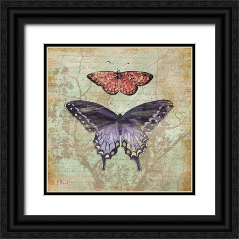 Vintage Butterflies IV Black Ornate Wood Framed Art Print with Double Matting by Brent, Paul