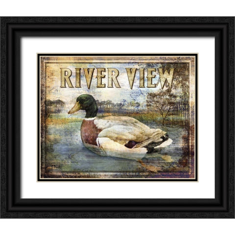 Duck Sign I Black Ornate Wood Framed Art Print with Double Matting by Brent, Paul