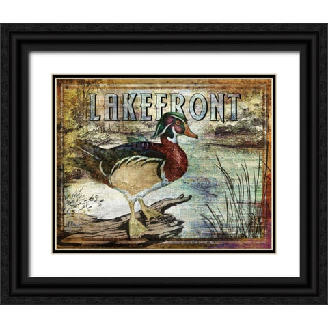 Duck Sign II Black Ornate Wood Framed Art Print with Double Matting by Brent, Paul