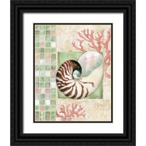 Mosaic Shell Collage I Black Ornate Wood Framed Art Print with Double Matting by Brent, Paul