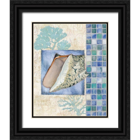 Mosaic Shell Collage III Black Ornate Wood Framed Art Print with Double Matting by Brent, Paul