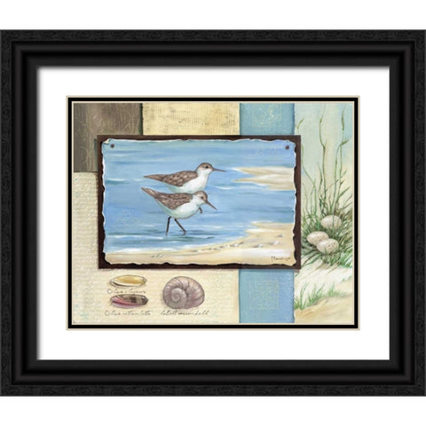 Sandpiper Collage I Black Ornate Wood Framed Art Print with Double Matting by Brent, Paul