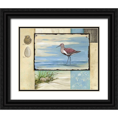 Sandpiper Collage II Black Ornate Wood Framed Art Print with Double Matting by Brent, Paul