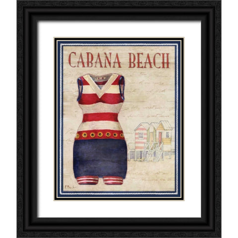 Cabana Beach Black Ornate Wood Framed Art Print with Double Matting by Brent, Paul