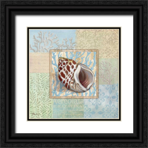 Oceanic Shell Collage I Black Ornate Wood Framed Art Print with Double Matting by Brent, Paul