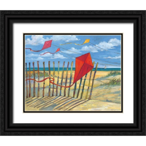 Beach Kites Red Black Ornate Wood Framed Art Print with Double Matting by Brent, Paul