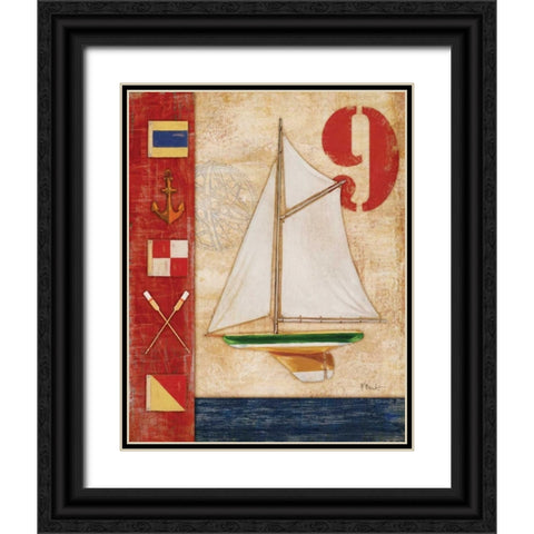Model Yacht Collage I Black Ornate Wood Framed Art Print with Double Matting by Brent, Paul