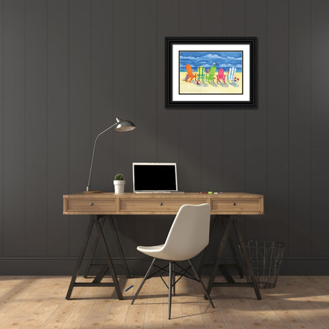 Brighton Chairs Black Ornate Wood Framed Art Print with Double Matting by Brent, Paul