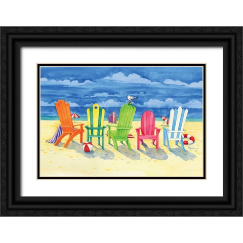 Brighton Chairs Black Ornate Wood Framed Art Print with Double Matting by Brent, Paul
