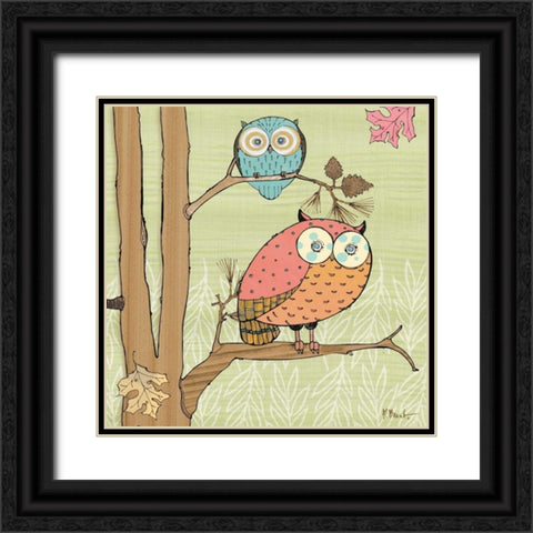 Pastel Owls I Black Ornate Wood Framed Art Print with Double Matting by Brent, Paul