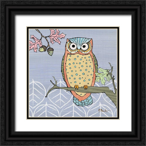 Pastel Owls II Black Ornate Wood Framed Art Print with Double Matting by Brent, Paul