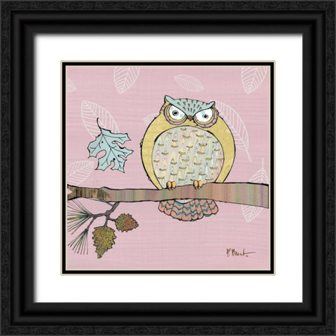 Pastel Owls III Black Ornate Wood Framed Art Print with Double Matting by Brent, Paul