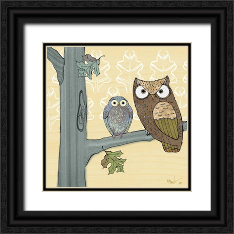 Pastel Owls IV Black Ornate Wood Framed Art Print with Double Matting by Brent, Paul