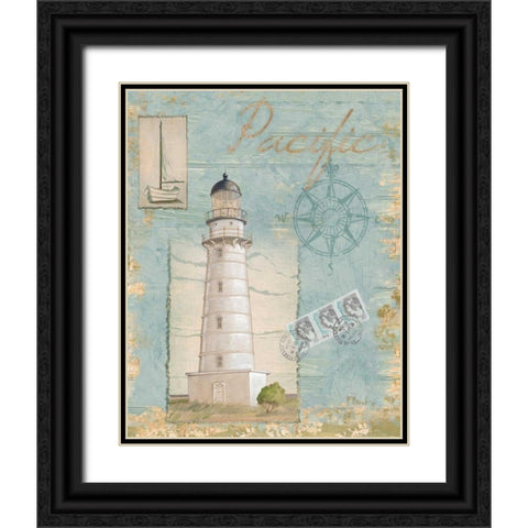 Seacoast Lighthouse II Black Ornate Wood Framed Art Print with Double Matting by Brent, Paul