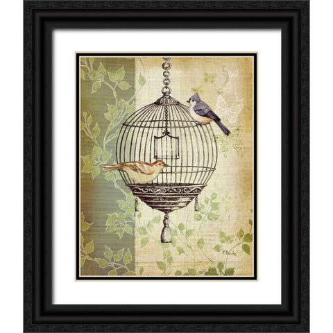 Botanical Birdcage I Black Ornate Wood Framed Art Print with Double Matting by Brent, Paul