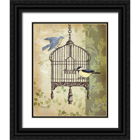 Botanical Birdcage II Black Ornate Wood Framed Art Print with Double Matting by Brent, Paul