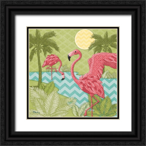 Island Flamingo II Black Ornate Wood Framed Art Print with Double Matting by Brent, Paul