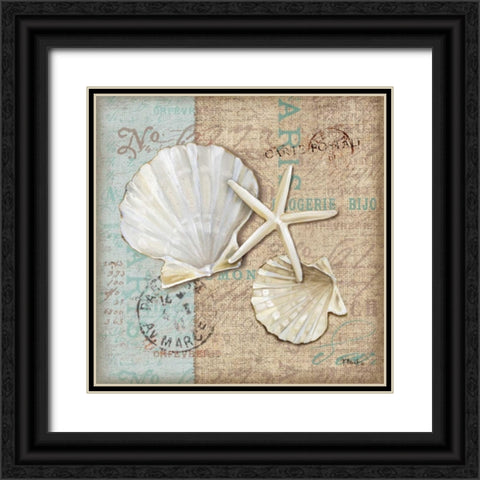Linen Shells I Black Ornate Wood Framed Art Print with Double Matting by Brent, Paul