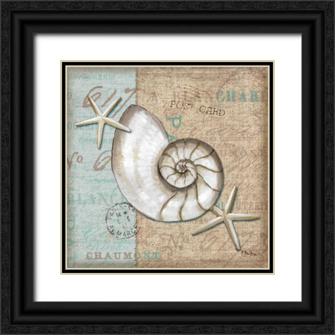 Linen Shells III Black Ornate Wood Framed Art Print with Double Matting by Brent, Paul