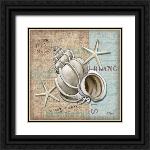 Linen Shells IV Black Ornate Wood Framed Art Print with Double Matting by Brent, Paul